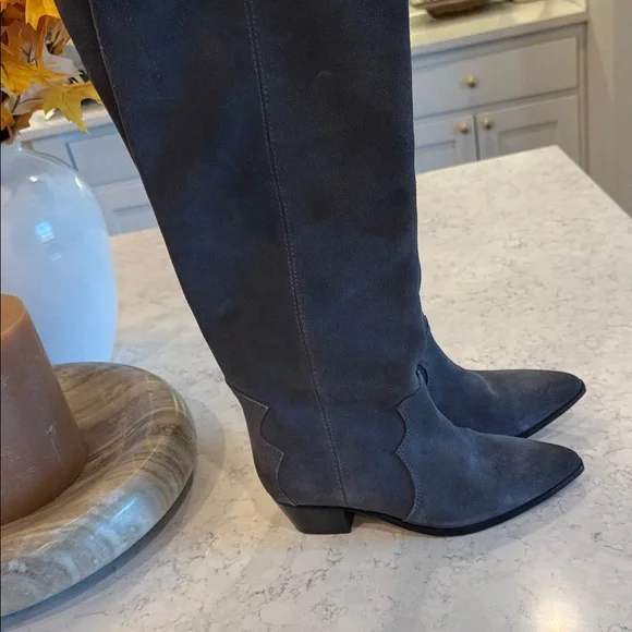 Isabel Marant Dark Gray suede Cowboy chic Knee Boots - Picture 4 of 13